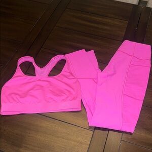 Victoria's Secret Neon Pink Sports Bra and Leggings Set